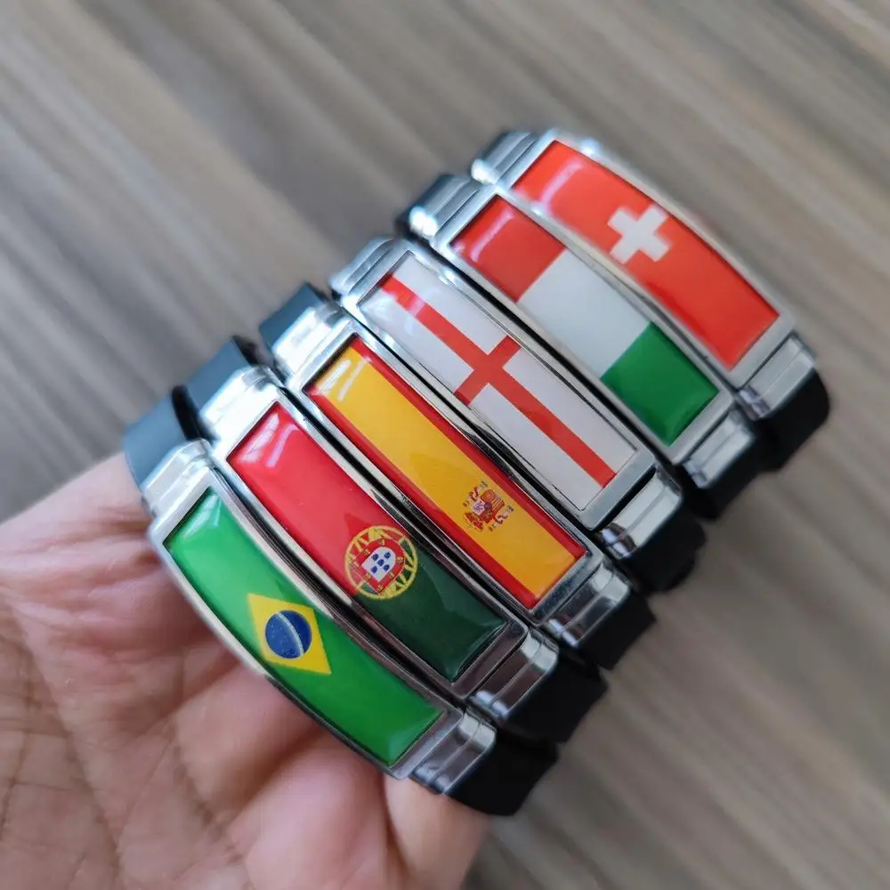 Adjustable Spain France Italy Silicone Wristbands Custom Logo Country Flag Silicone Rubber Bracelet For Football Fans