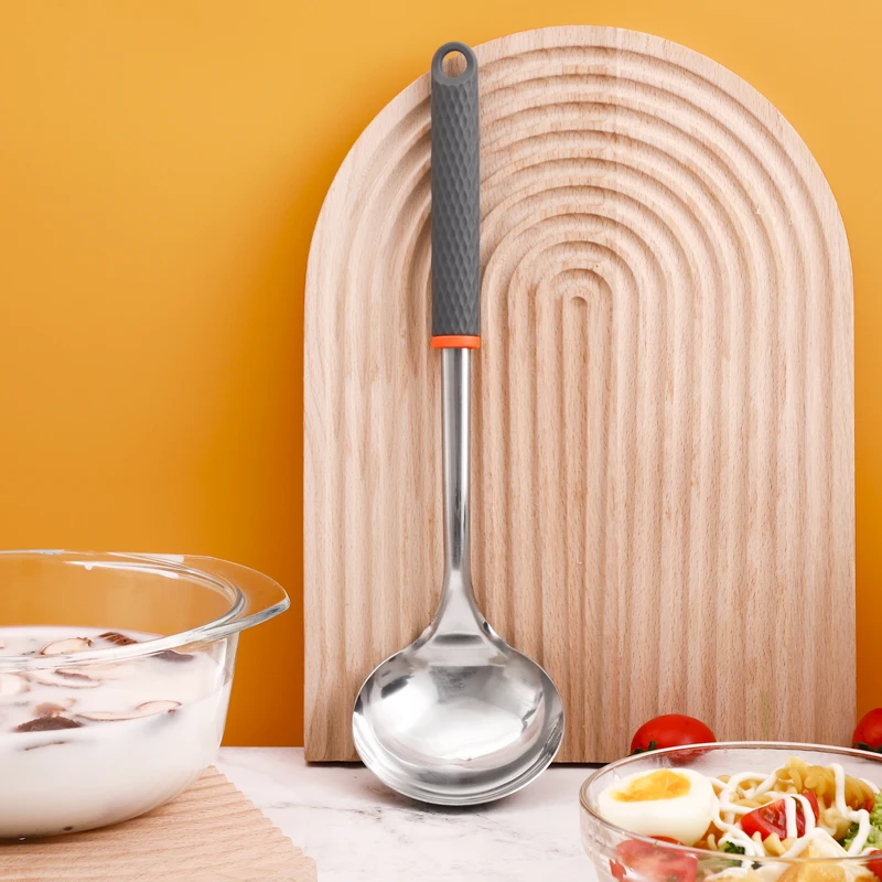Kitchen Multifunction Stainless Steel Chinese Solid Soup Ladle Liquid Water Spoon