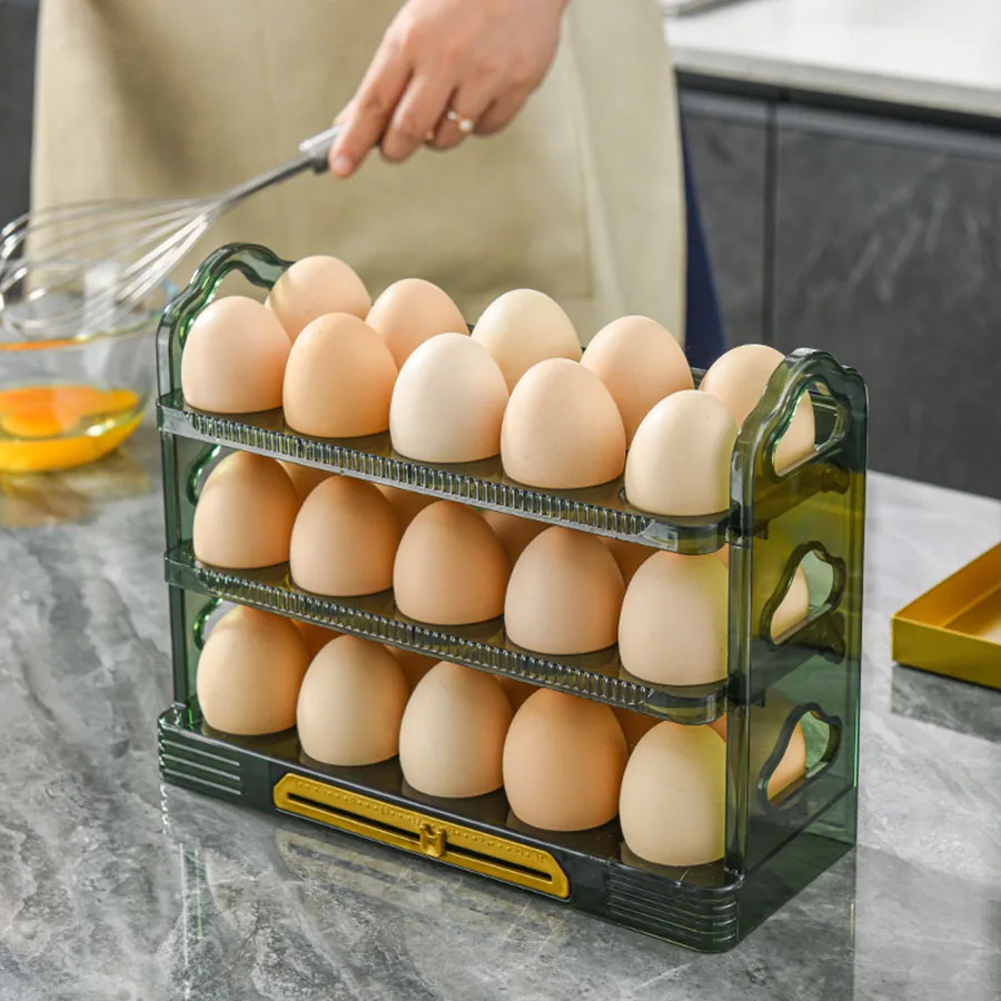 Refrigerator container can be turned three layers of 30 egg carton home kitchen egg holder multi-layer egg shelf