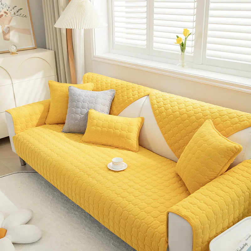 Quilted Sectional Couch Covers Velvet Sofa Slipcover for Dogs Cats Pet Love Seat Recliner Leather L Shaped Armrest Backrest Co