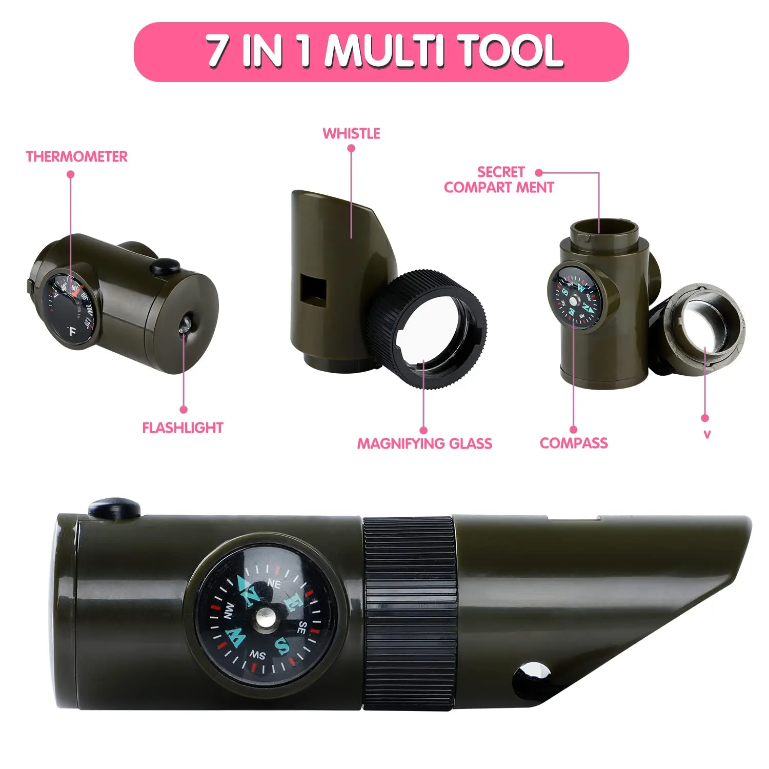 Outdoor Explorer Kit & Bug Catcher Kit for Kids with Hat Binocular Butterfly Net Whistle with Compass Magnifying Glass