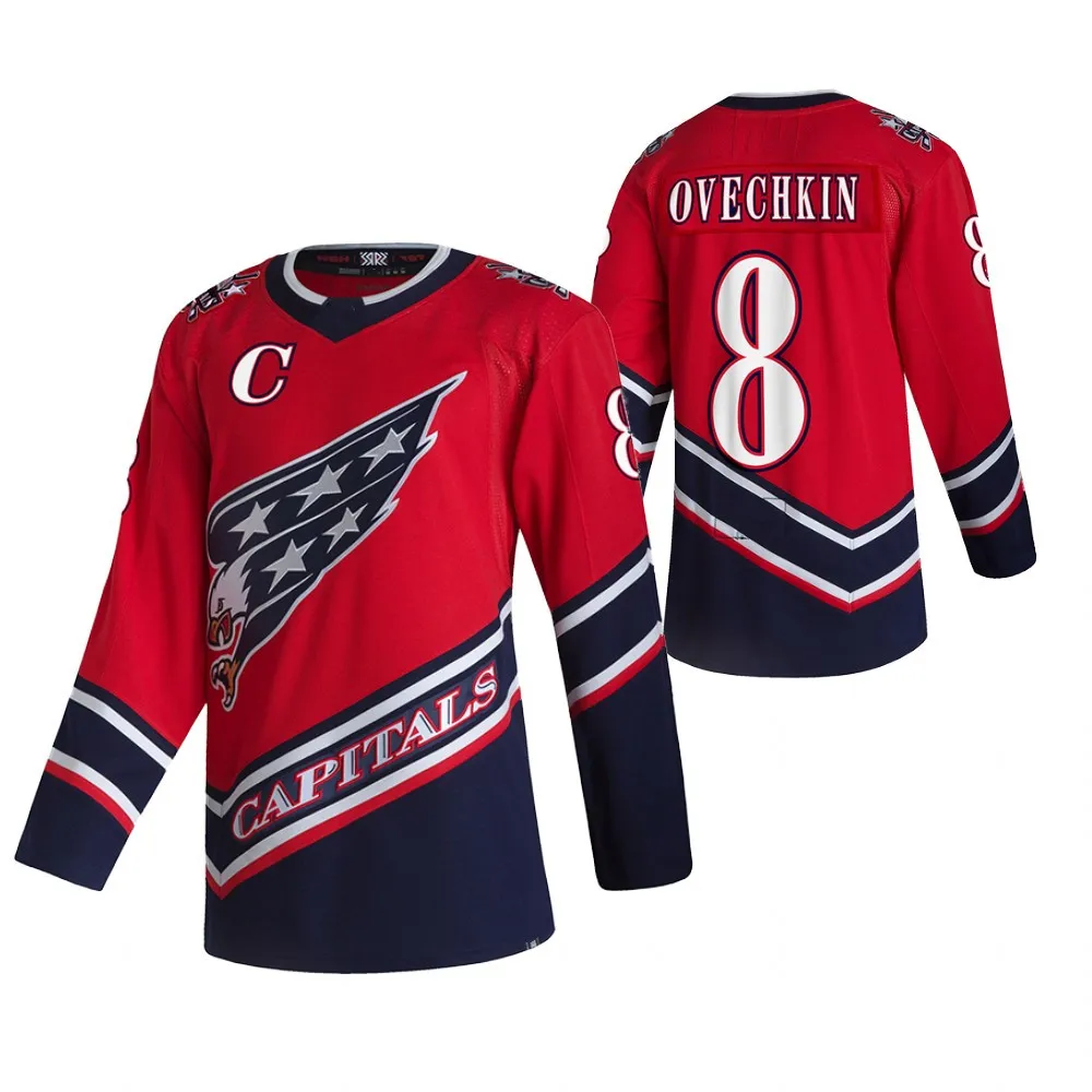 New 2020-21 Reverse Retro Stitched Sports Ice Hockey Jerseys Custom Embroidery Capital 8 Ovechkin 43 Wilson 77 Oshie