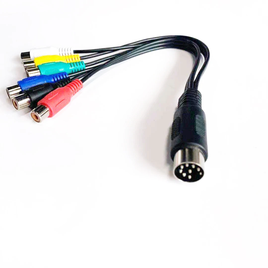 28 см 8 Pin типа «папа» Din штекер до 6 RCA аудио кабель RGB композитный видео кабель