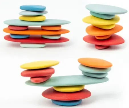 36pcs Wooden Sorting Funny Design  Optional Ablility Training Nesting Colorful Stacking Stones Building Blocks Toys