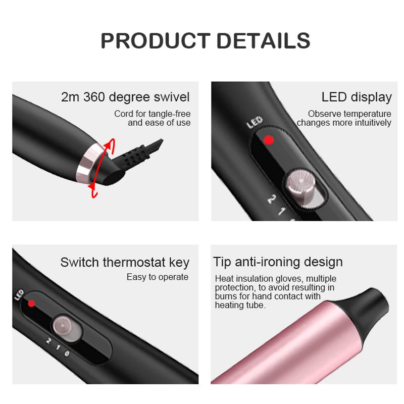 Ulelay Ceramic 3 Barrel multi combo Curling Iron Hair Curler Curling Wand Set 5 in 1 Interchangeable hair Curling Brush