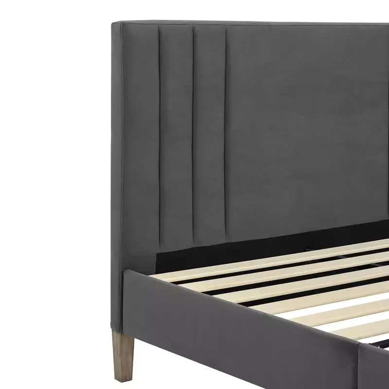 Hot selling european style grey upholstered fabric bed frame camas