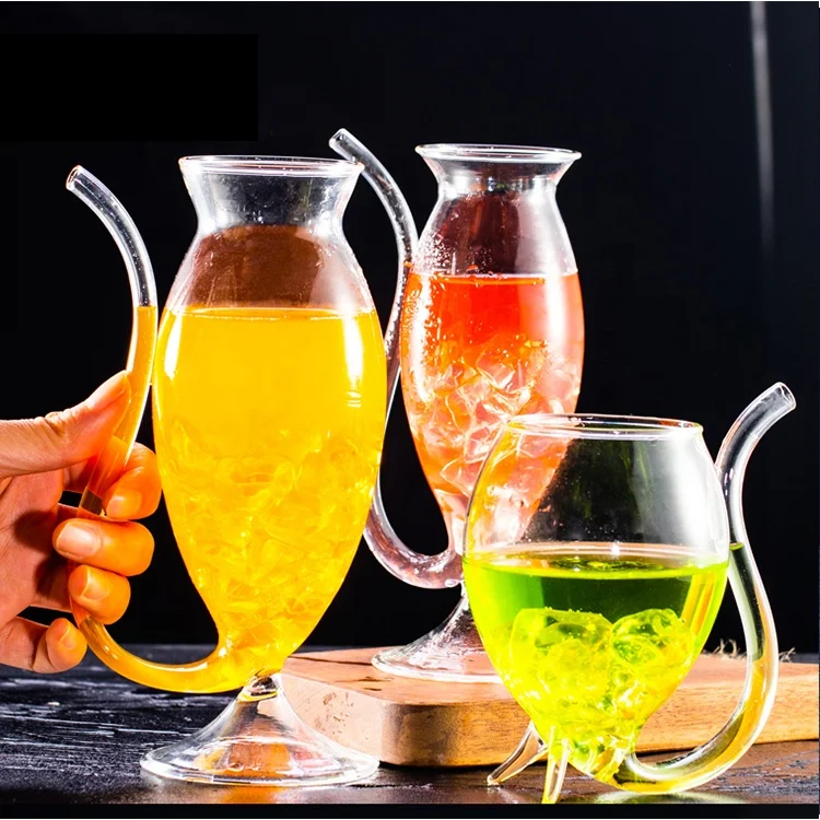 Vampire Devil Clear Glass Juice Red Wine Cup Mug with Nozzle