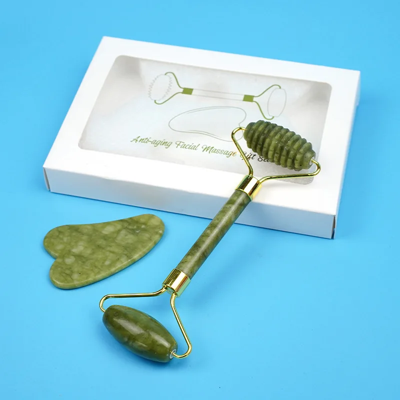 WIDEAL Manufacturer Xiuyu jade massage board zinc alloy single head jade head roller face and neck scraping press jade roller