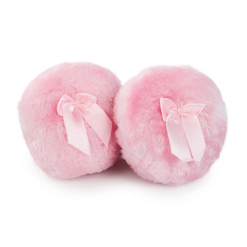 Ultra Soft Plush Fluffy Foundation Makeup Velour Puff Custom Large Makeup Cosmetic Powder Puff with Bowknot
