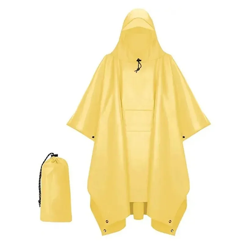 210T Waterproof Polyester Raincoat Outdoor Camping Hiking Rain Poncho Adults PU Rain Poncho