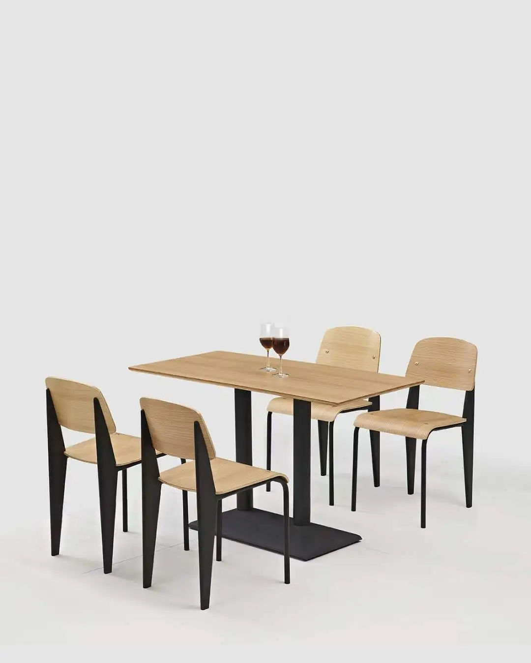 Industrial Plywood Restaurant Metal Frame  Jean Prouve Standard Chair fastfood canteen study use