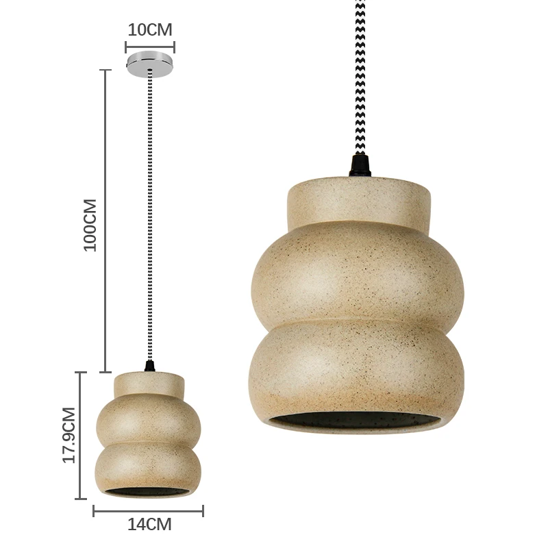 Factory Wholesale Simple Contemporary Ceiling Pendant for Bedroom Restaurant Dining Room Cement Grey Ceramic Hanging Light