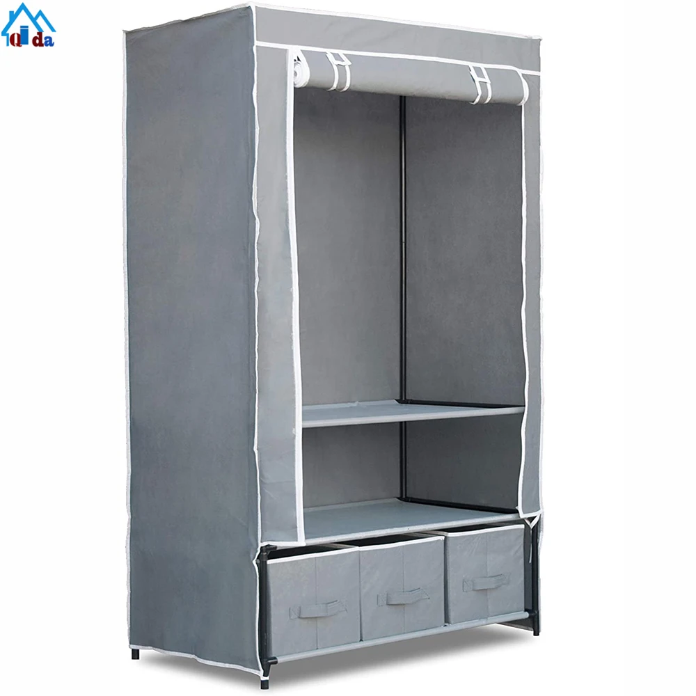 Mobile Home Furniture FACTORY SELL Low Price Fabric Combined Portable Wardrobe Stainless Steel