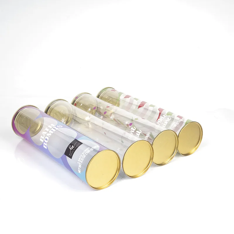 Plastic Cylinder Tube Printed Packaging Clear Round PVC Plastic Boxes With Tin Lid