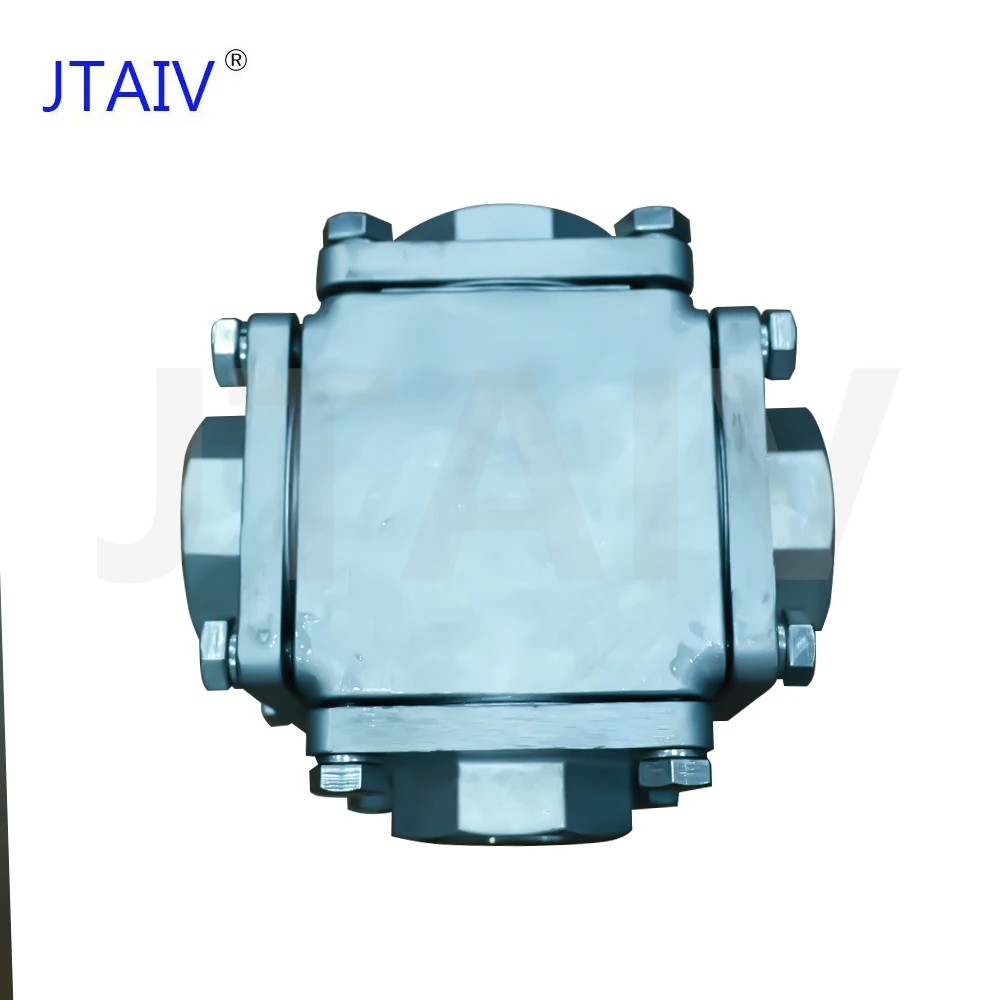JTAIV Stainless steel welded four way ball valve threaded internal thread type