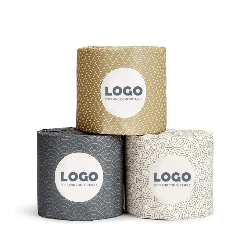 Environmentally Friendly Bamboo 4-Ply Toilet Paper Roll Soft Recycled Tissue for Home Use Dot Embossing Free Sample Available