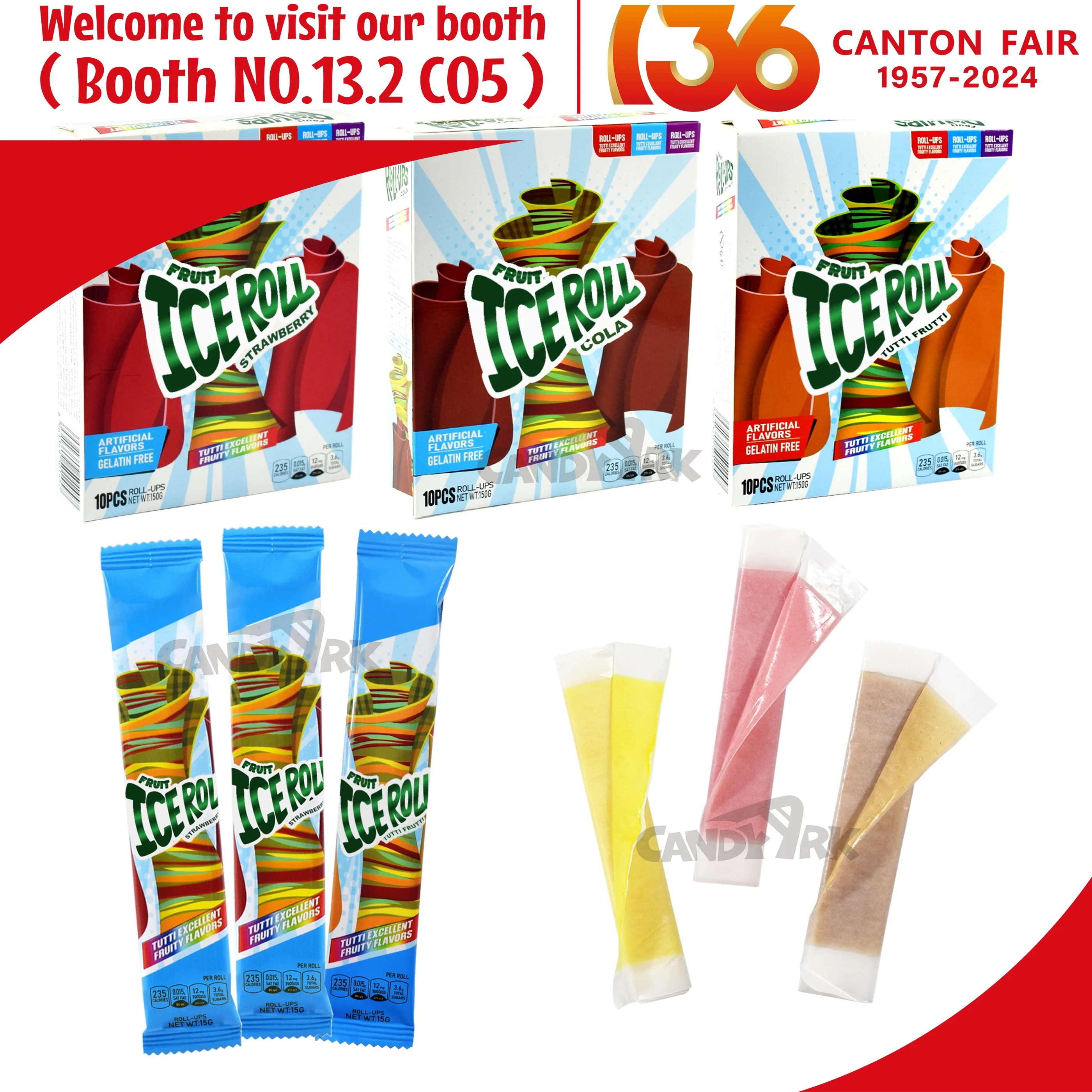 Factory supply roll up candy ice roll candy sweet gummy freeze dried candy