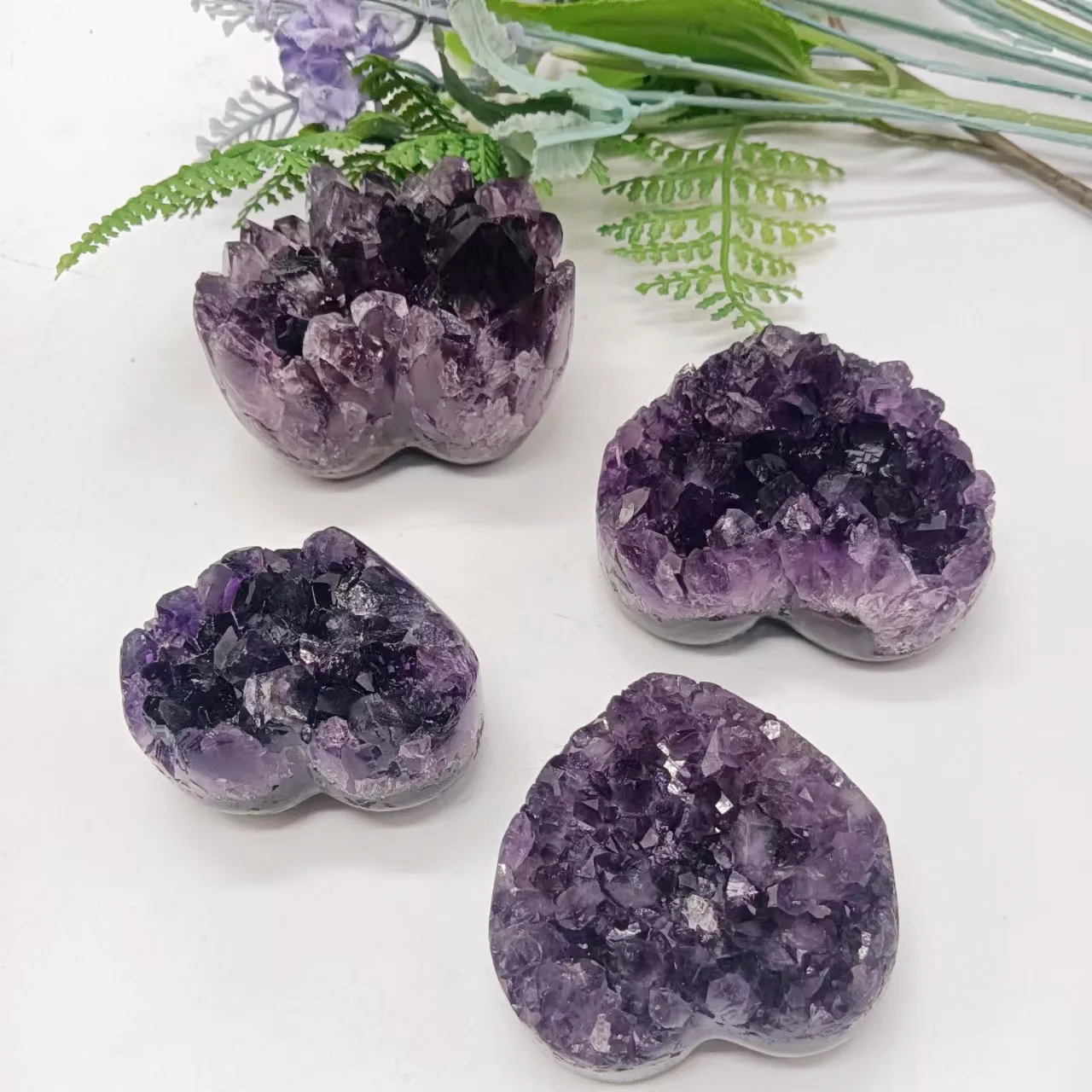 Wholesale Best Price Natural Druzy Uruguay Raw Amethyst Crystal Geode Stone Heart Cluster