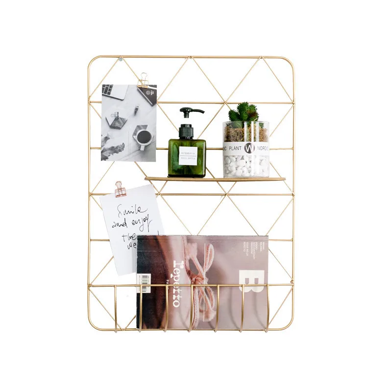 Wall Mounted Art Home Decor Accessories Gold Metal Wall & Display Shelves