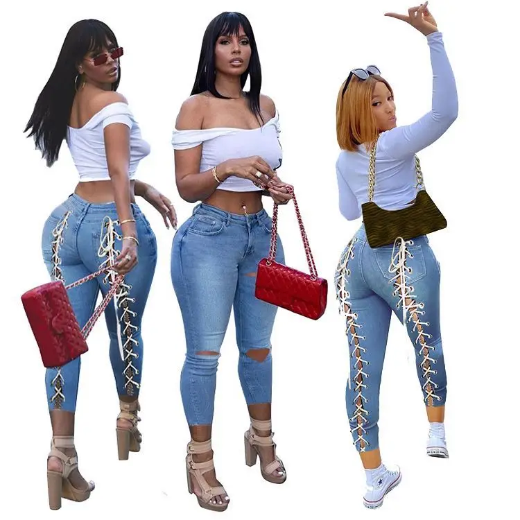 
Fondpink 2021 Summer Streetwear Ladies Ripped Bandage Jeans Plus Size For Women Denim Pants Fondpink 2021 Summer&nbsp; Streetwear Ladies Ripped Bandage Jeans Plus Size For Women Denim Pants