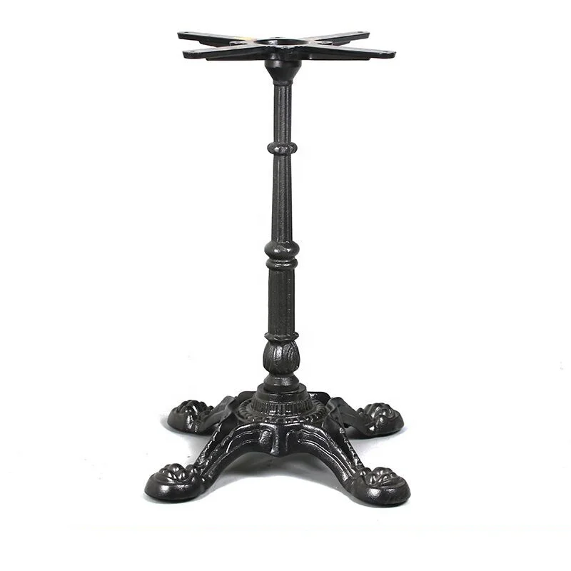 Antique restaurant  furniture metal leg industrial crank trumpet wrought metal coffee outdoor cast iron dining table base