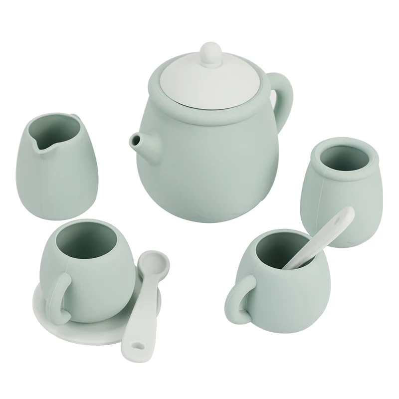 2023 Hot Selling Silicone Tea Set Toy For Kids Montessori Educational Toy Other Pretend Play Preschool Boys Kitchen Toys