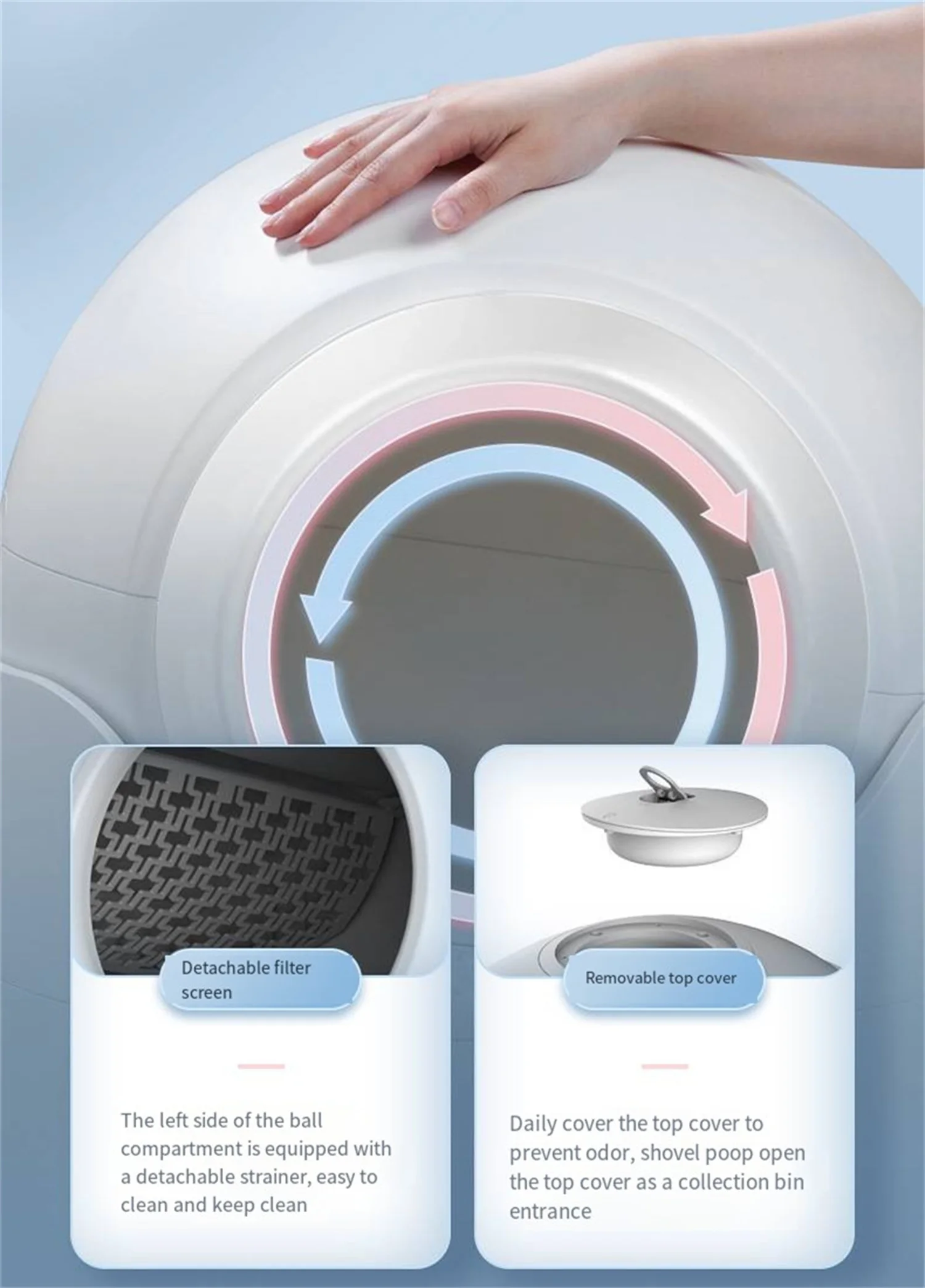 Oem private label custom logo extra large capacity open automatic smart wifi cat litter box