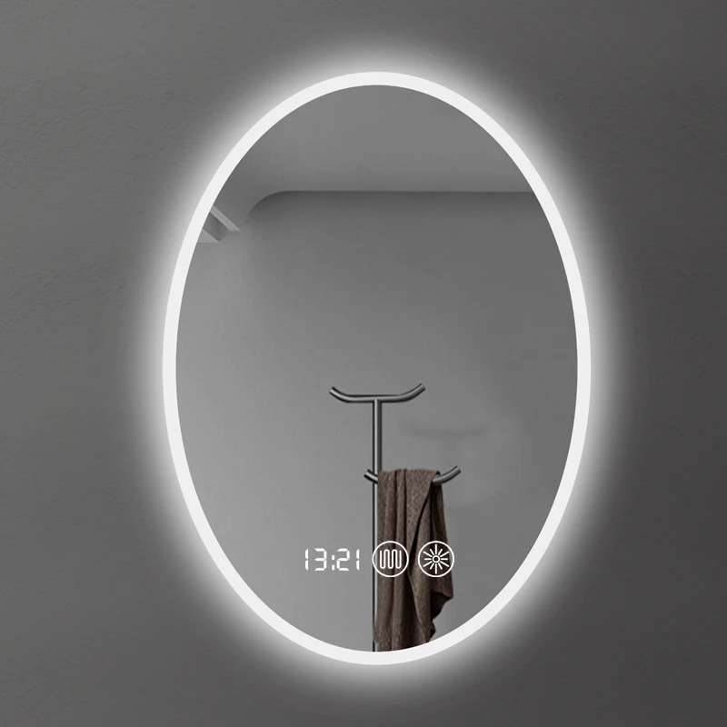 YABIYA 2022 New Design Oval Wall Mounted illuminated LED Bathroom Mirror With Touch Switch