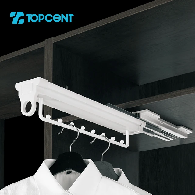 Topcent Wardrobe Accessories Checkroom storage system cushioned hidden slides top mounted hangers