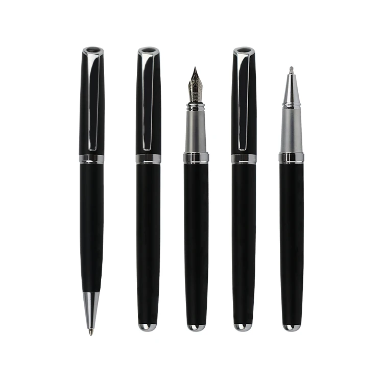 
Amazon best selling luxury metal fountain pen black classic customized engarve logo metal fountain pen ink 