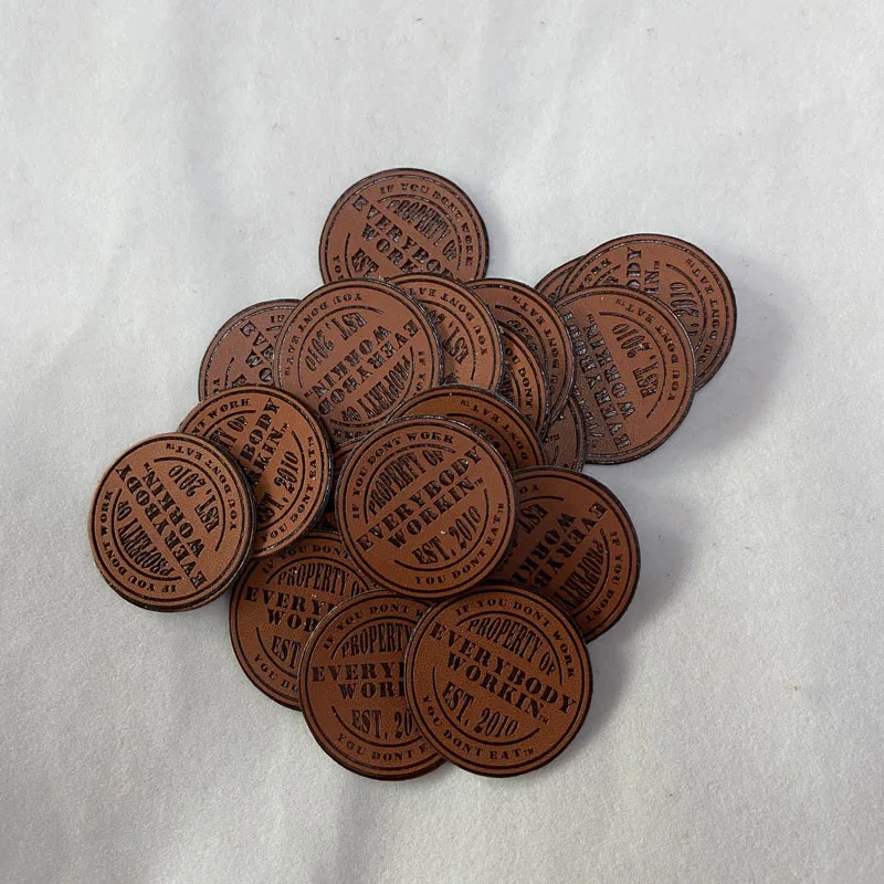 Custom garment leather patch with embossed logo,jeans PU leather label with own logo