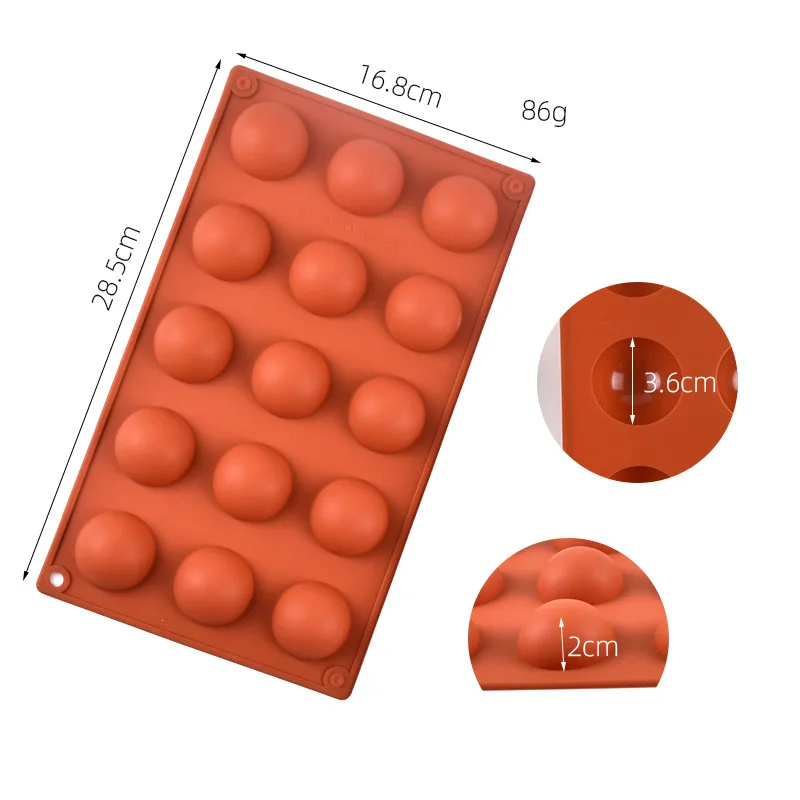 Handmade 6/8/15/24 Holes 3D Chocolate Bombes Mousse Mold Half Circle Homedge Medium Semi Sphere Silicone Mold Baking Pan  FOB Re