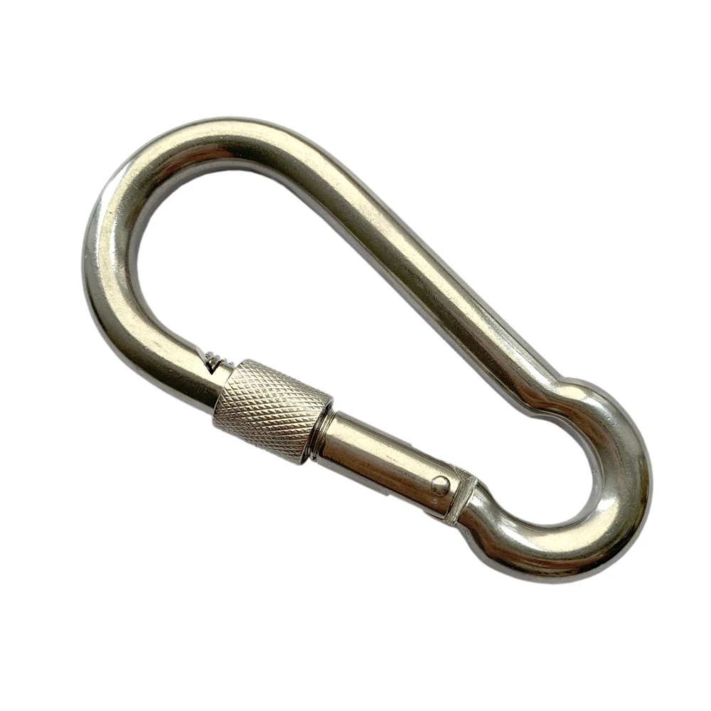 Stainless steel spring hook with lock nut