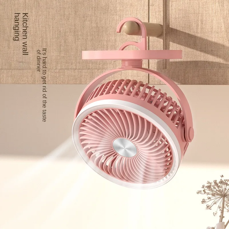 Cartoon Style Large Wind USB Charging Fan Rotating Suspension Design Students Kids Plastic Stainless Steel Manufactured Desktop