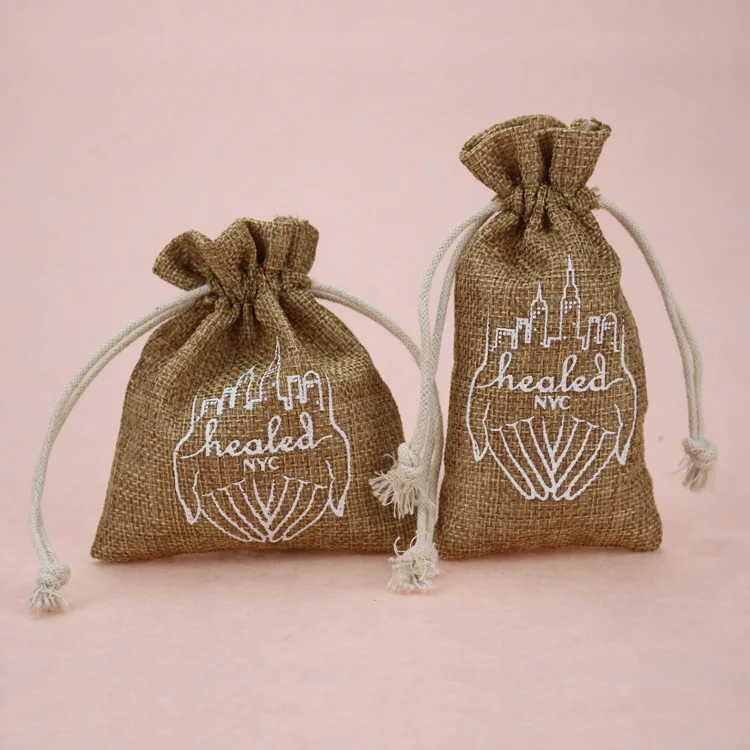 Натуральная сумка для ухода за кожей, джутовые косметички на шнурке