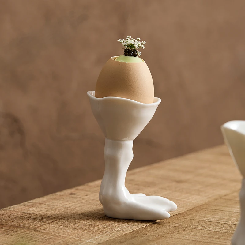 Breakfast egg tray white ceramic cute duck feet shape good-looking network red snack dish hotel tableware
