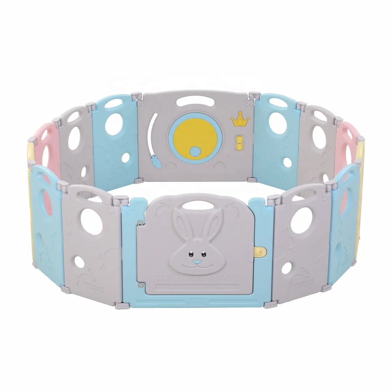 Foldable plastic portable indoor game outdoor gate play yard safety fence kids baby playpens for children