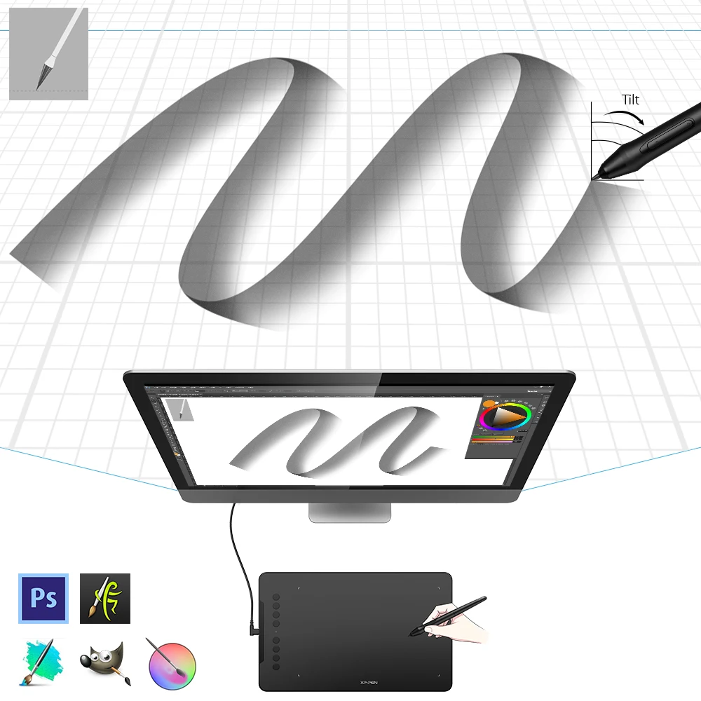 XP ручка графический планшет Deco 01 V2 10 дюймов наклон Android 8 горячих клавиш (8192 уровень давления) Цифровое перо для рисования графический планшет