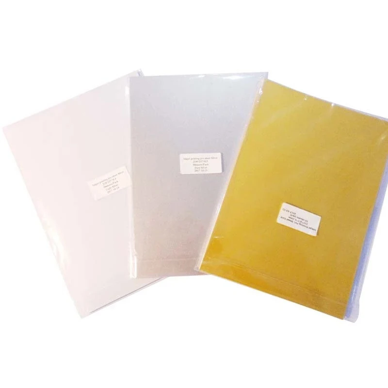A4 size White / Silver / Gold  inkjet printing pvc sheet 0.3mm / 0.38mm / 0.15mm thickness