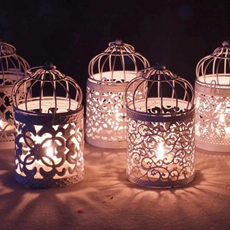 Decorative Hollow Hanging Bird Cage Candle Holder Lantern Classic Wedding Decoration