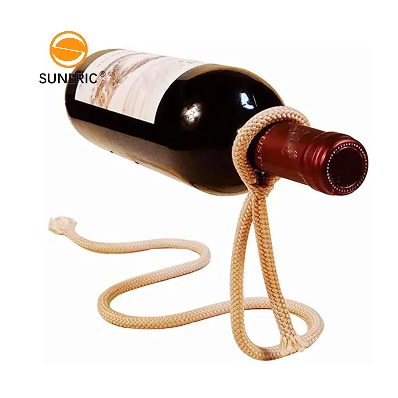 Craft Chain Wine Rack Magic Suspended metal wine display rack White Rope Wine Bottle Holder