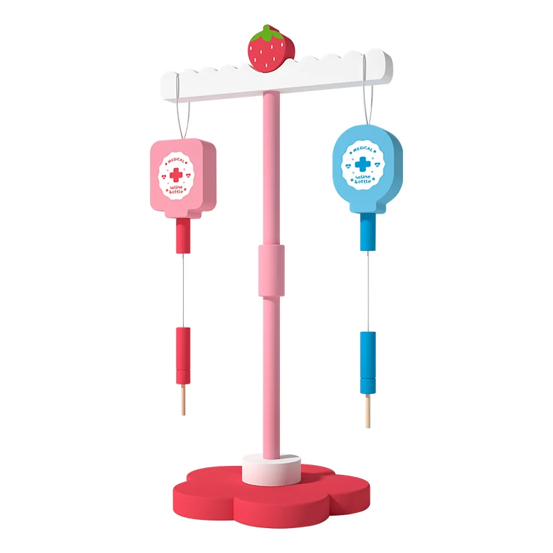 Wooden Simulation Medicine Box Boys And Girls Pretend Play Drip Stand Small Nurse Injection Game toy for children