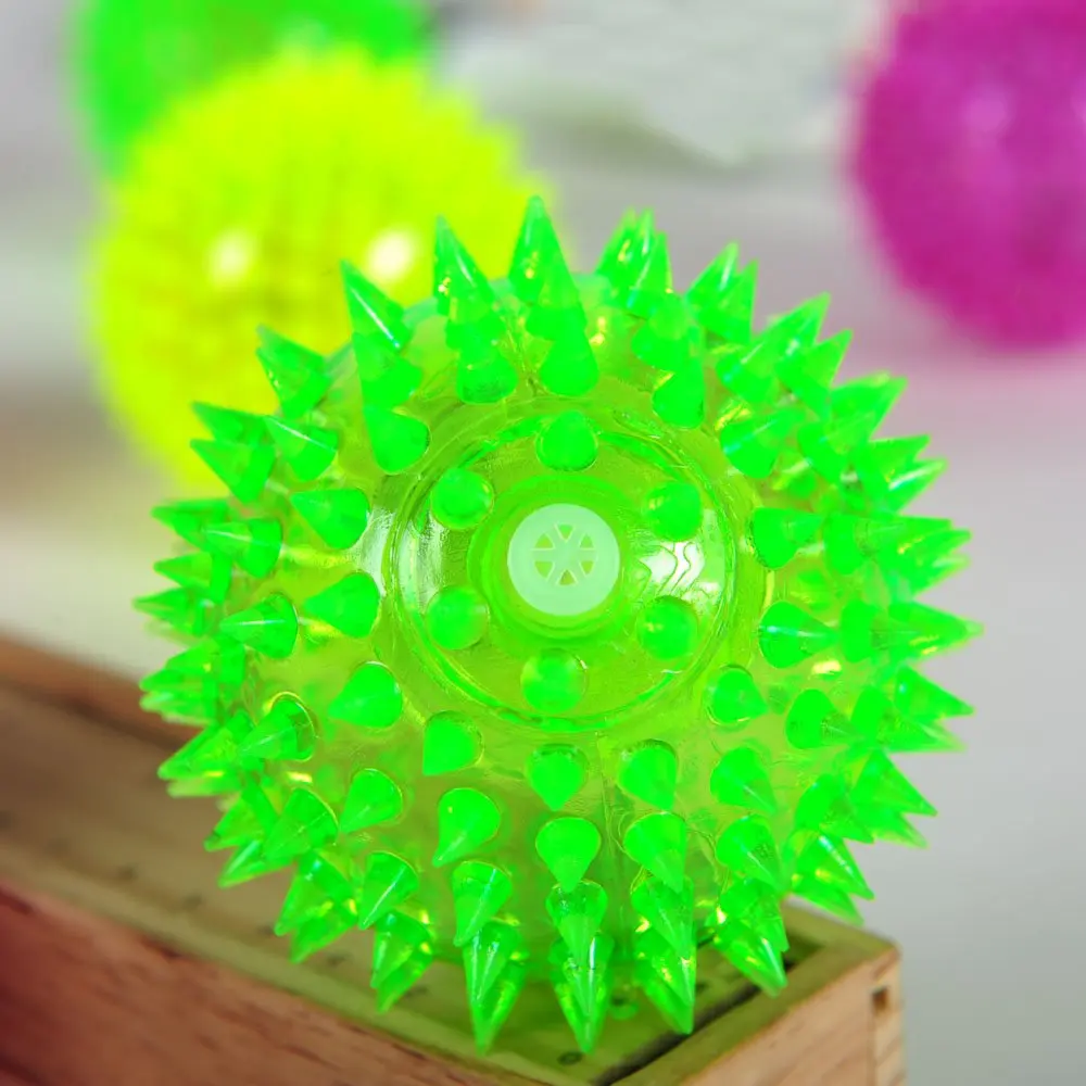 LED Light Up Stress Squeaking Bounce Balls for Adult Children Colorful Flashing Squeeze Spike Balls