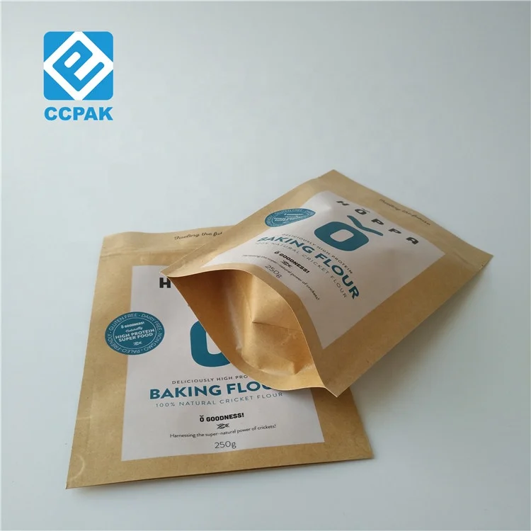 70g 100g Brown Kraft Paper Tea/Coffee/Spice/Powder Stand up ziplock Packaging Food Bag Pouch