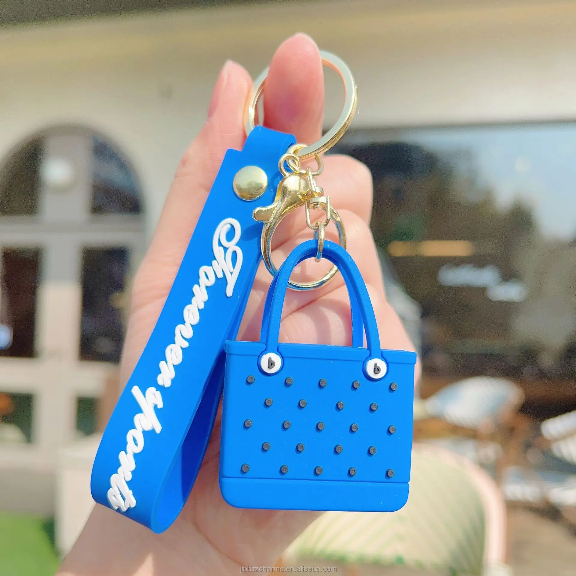 new 3D keychains EVA beach hole bag key chain fashion seaside big basket PVC silicone pendant mini bogg keychain
