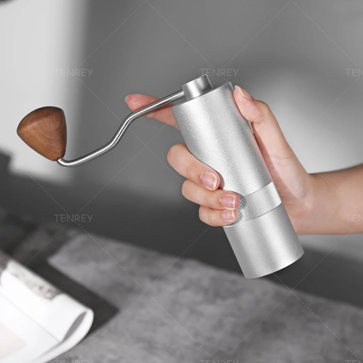 Tenrey Portable Steel Burr Manual Coffee Grinder Hand Coffee Bean Grinder