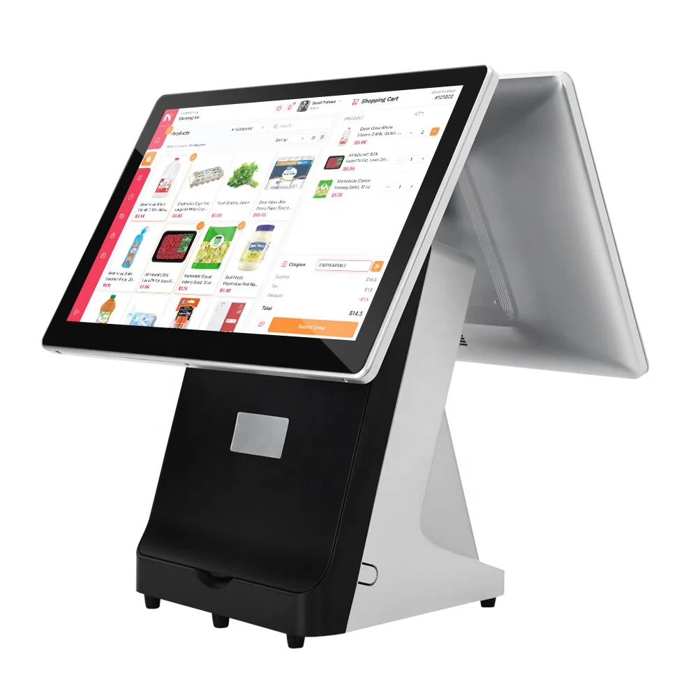 15.6+15.6 Inch Capacitive Dual Touch Screen Plastic shell Restaurant Pos Toast Pos All In One Pos Terminal