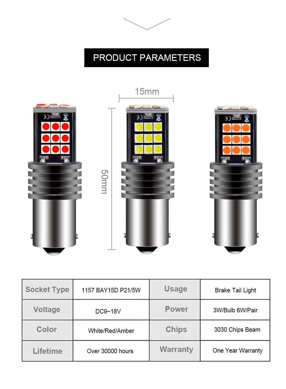 Signal Lamp P21w Led Ba15s 1156 Py21w Bau15s Bulb 3030SMD Canbus 1157 Led Bay15d P21/5w Turn Signal Brake Backup Light 12V