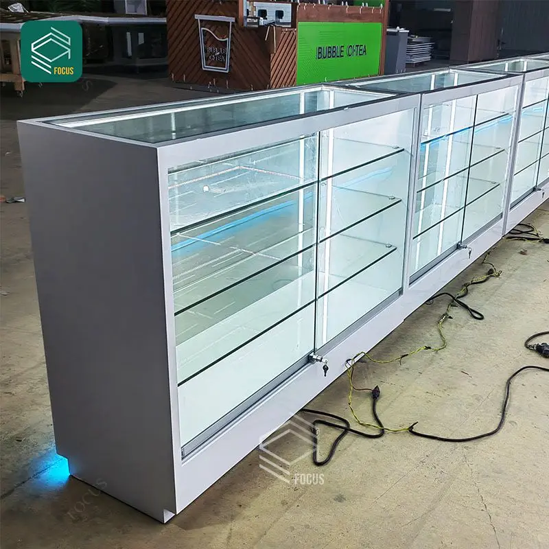 Custom Cigarettes Multiple Cabinet Rack Shelf Glass Tobacco Display Cases Led Light Smoke Shop Display