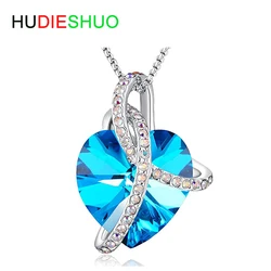 High Quality Love Heart Pendant Necklace Crystals from Austrian Crystal Gift for Women Girls Wedding Birthday Anniversary Gifts